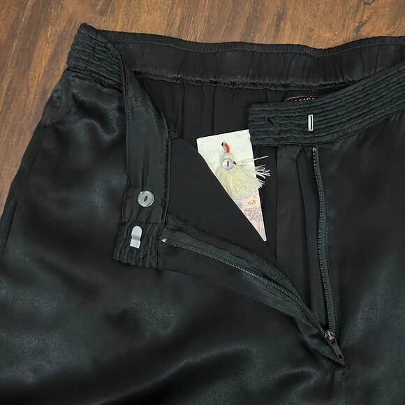 JOHNNY WAS Paradiso High Slit Pants Black Wide Leg Satin Lagenlook NWT - Picture 10 of 16